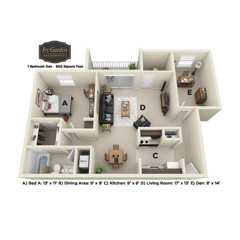 1 Bedroom Den North