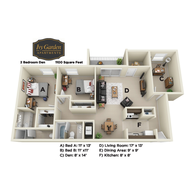 2 Bedroom Den North