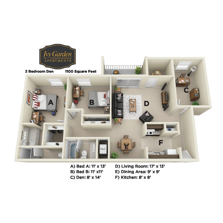 2 Bedroom Den Upgrade