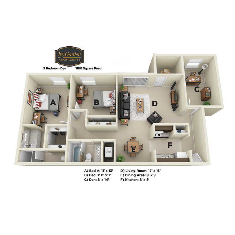 2 Bedroom No Patio Upgrade North
